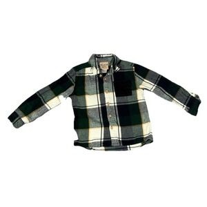 Brooklyn‎ Boys Sz 5 Long Sleeve Flannel Green Plaid